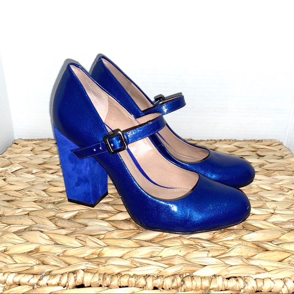Royal Blue Patent Leather & Suede Mary Jane’s SZ 7